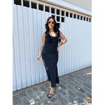 VESTIDO EM CREPE GOLA BOBA PRETO