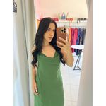 VESTIDO EM CREPE GOLA BOBA VERDE