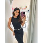 VESTIDO CANELADO DE ALGODÃO PRETO