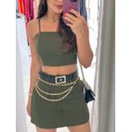 CONJUNTO DE CROPPED E SAIA VERDE