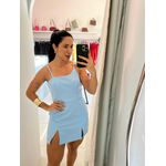 VESTIDO EM ALFAIATARIA COM SHORT INTERNO-AZUL