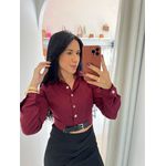 BLUSA CROPPED MANGA LONGA COM CINTO - VINHO