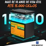 Bateria de fosfato de ferro e lítio LiFePO4 12V 100Ah - Marca ECO WORTHY