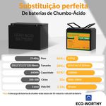 Bateria de fosfato de ferro e lítio LiFePO4 12V 100Ah - Marca ECO WORTHY