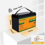 Bateria de fosfato de ferro e lítio LiFePO4 12V 150Ah - Marca ECO WORTHY