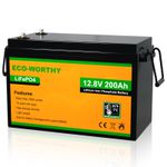 Bateria de fosfato de ferro e lítio LiFePO4 12V 200Ah - Marca ECO WORTHY