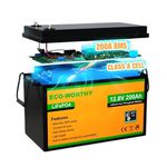 Bateria de fosfato de ferro e lítio LiFePO4 12V 200Ah - Marca ECO WORTHY