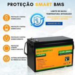 Bateria de fosfato de ferro e lítio LiFePO4 12V 200Ah - Marca ECO WORTHY