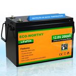 Bateria de fosfato de ferro e lítio LiFePO4 12V 200Ah - Marca ECO WORTHY