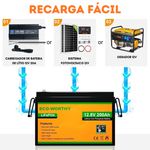 Bateria de fosfato de ferro e lítio LiFePO4 12V 200Ah - Marca ECO WORTHY