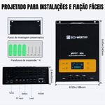 Controlador de carga solar Regulador 12V/24V Autoswitch 60A MPPT OLED Display Marca Eco Worthy