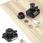 Fechadura Para Moveis Modelo Push Lock Grande redondo Cor PRETO FOSCO SJ