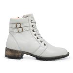 Bota Feminina Luíza Gelo Em Couro Cano Curto Coturno
