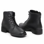 Bota Feminina Coturno Monique Preta Cano Curto Em Couro