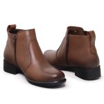 Bota Feminina Alana Havana Em Couro Cano Curto