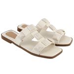 Sandália Rasteira Scarlety Off White Com Metal Piramide