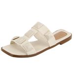 Sandália Rasteira Scarlety Off White Com Metal Piramide