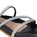 Sandália Papete Margareth Strass Preta Numeração Especial 40 / 41 / 42 / 43 / 44 Preto