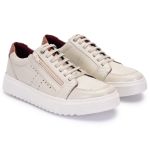 Sapatênis Tênis Casual Ferrile Em Couro Cor Off White 