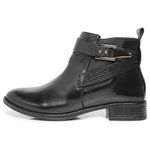 Bota Montaria Cano Curto Feminina Ferrile Em Couro Preta Com Fivela