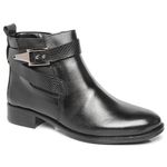 Bota Montaria Cano Curto Feminina Ferrile Em Couro Preta Com Fivela