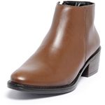 Bota Cano Curto Feminina Ferrile em Couro Salto Bloco Zipper Café