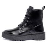 Bota Coturno Feminino Ferrile em Couro Cadarço e Zíper Preta