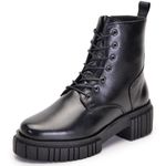 Bota Coturno Feminino Ferrile em Couro Preto Tratorado 