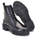 Bota Coturno Feminino Ferrile em Couro Preto Tratorado 