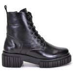 Bota Coturno Feminino Ferrile em Couro Preto Tratorado 