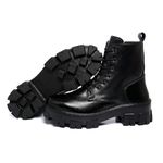 Bota Coturno Feminino Ferrile em Couro Cadarço e Zíper Preta