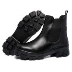 Bota Botina Coturno Feminino Ferrile em Couro Elastico Preta