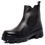 Bota Botina Coturno Feminino Ferrile em Couro Elastico Preta