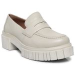 Sapato Mocassim Feminino Em Couro Off White Sola Tratorada