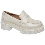Sapato Mocassim Feminino Em Couro Off White Sola Tratorada