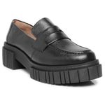 Sapato Mocassim Feminino Em Couro Preto Sola Tratorada