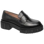 Sapato Mocassim Feminino Em Couro Preto Sola Tratorada