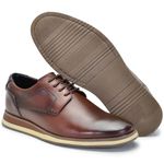 Sapato Oxford Casual Masculino Brogue Em Couro Café