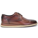 Sapato Oxford Casual Masculino Brogue Em Couro Café
