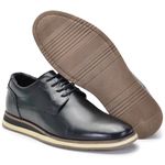 Sapato Oxford Casual Masculino Brogue Em Couro Preto