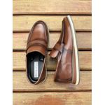 Sapato Social Oxford Brogue Bico Redondo Masculino Em Couro Café
