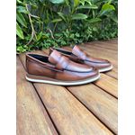 Sapato Social Oxford Brogue Bico Redondo Masculino Em Couro Café