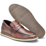 Sapato Social Oxford Brogue Bico Redondo Masculino Em Couro Café