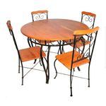 Jogo de mesa redonda fixa 90cm com 4 cadeiras coração
