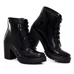 Bota 6209 Cano Curto Sola Tratorada Pimpinella Preto Verniz