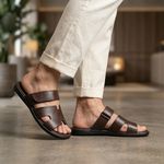 Chinelo Masculino em Couro NJ2 Café - Leveza e Elegância 