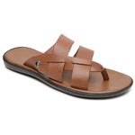 Chinelo Masculino em Couro R15 CONHAQUE