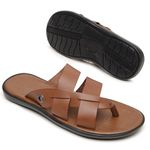 Chinelo Masculino em Couro R15 CONHAQUE