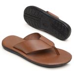 Chinelo Masculino em Couro R13 CONHAQUE