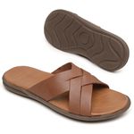Chinelo Masculino em Couro R9 CONHAQUE